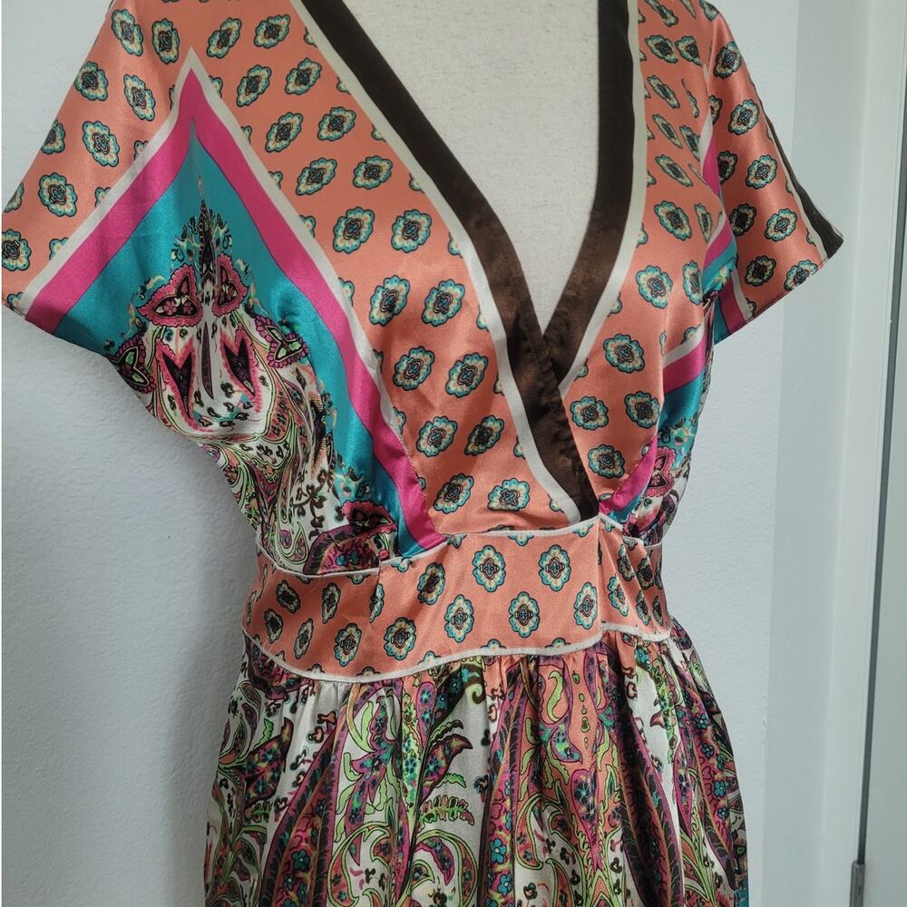 Vintage Y2k Babydoll Kimono Paisley Top Size S Bohemian Festival Hippie Colorful - Picture 8 of 8